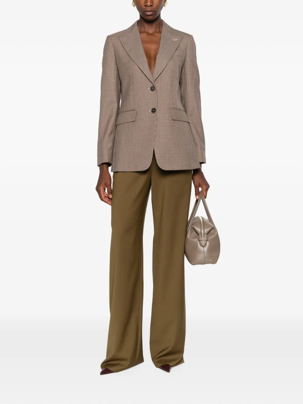 Max Mara Caro jack met pied-de-poule print Beige