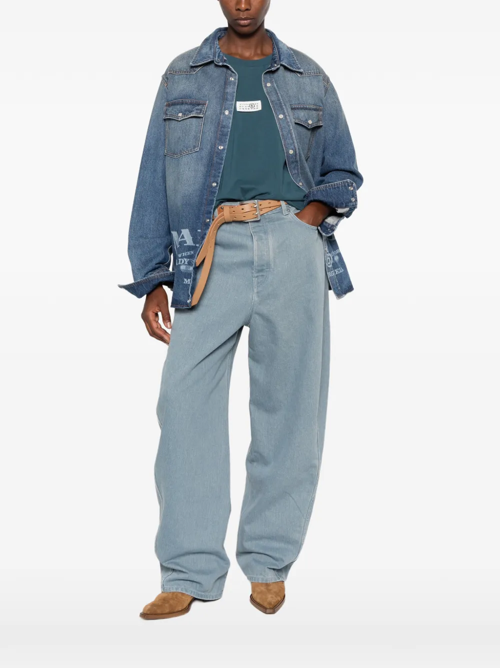 MM6 Maison Margiela T-shirt met logopatch Blauw
