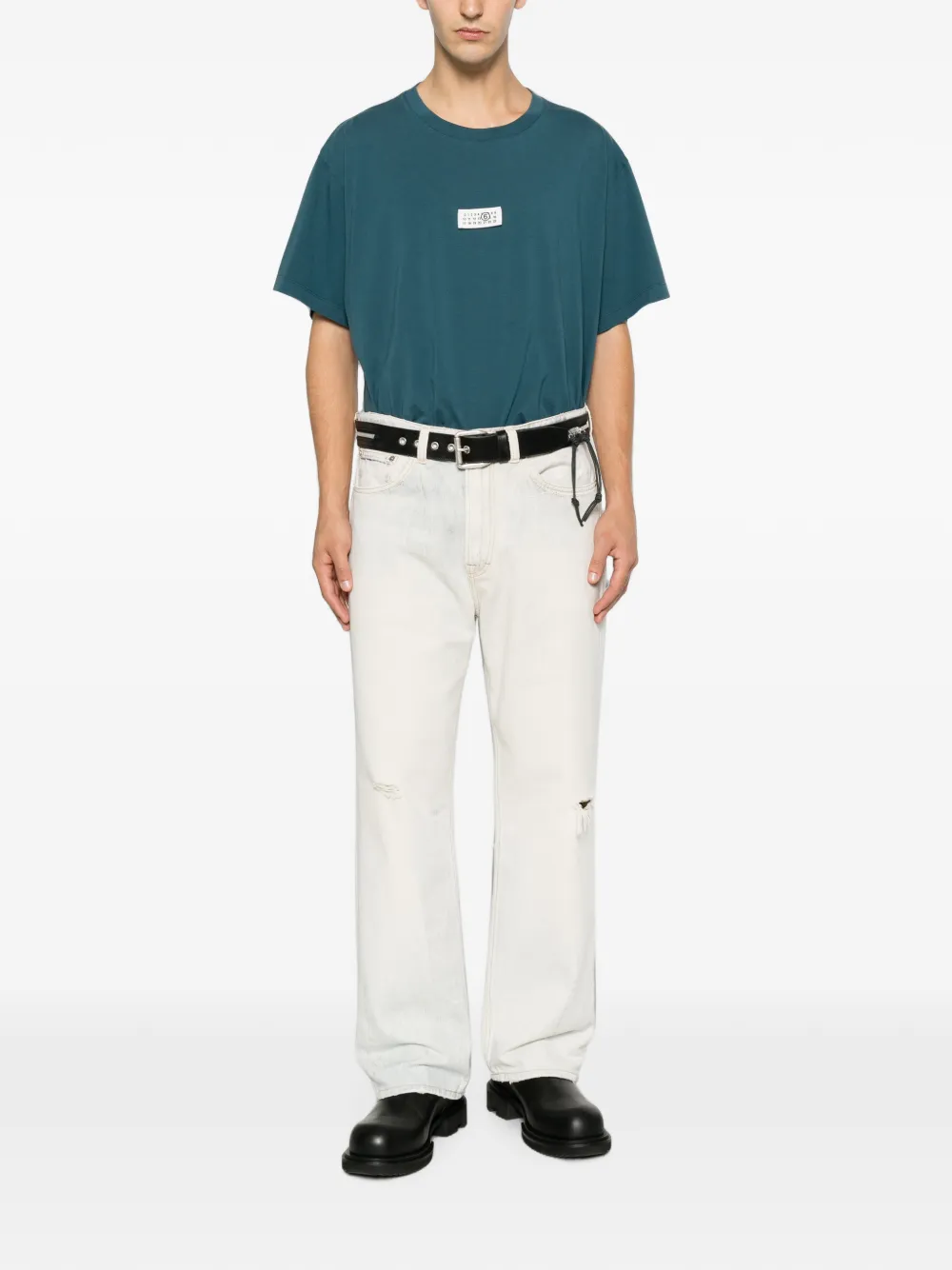 MM6 Maison Margiela T-shirt met logopatch Blauw