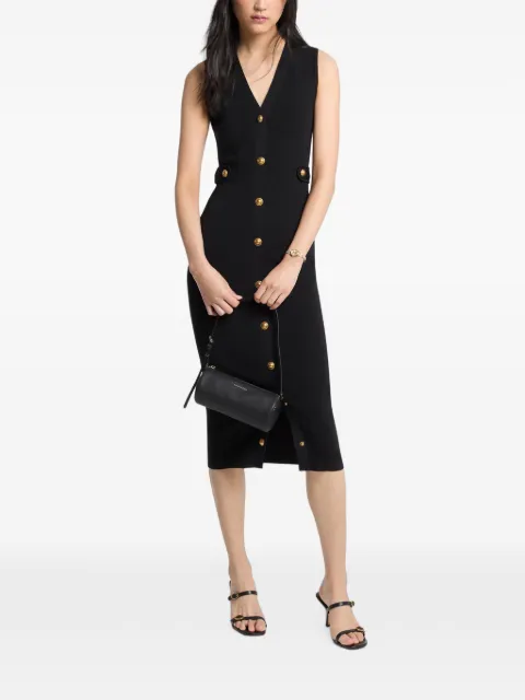 Michael Kors vestido midi con botones y cuello en V