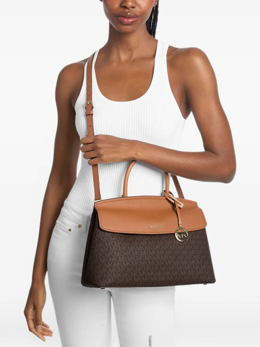 Michael Kors Hamilton shopper met monogram-patroon en logoprint Bruin