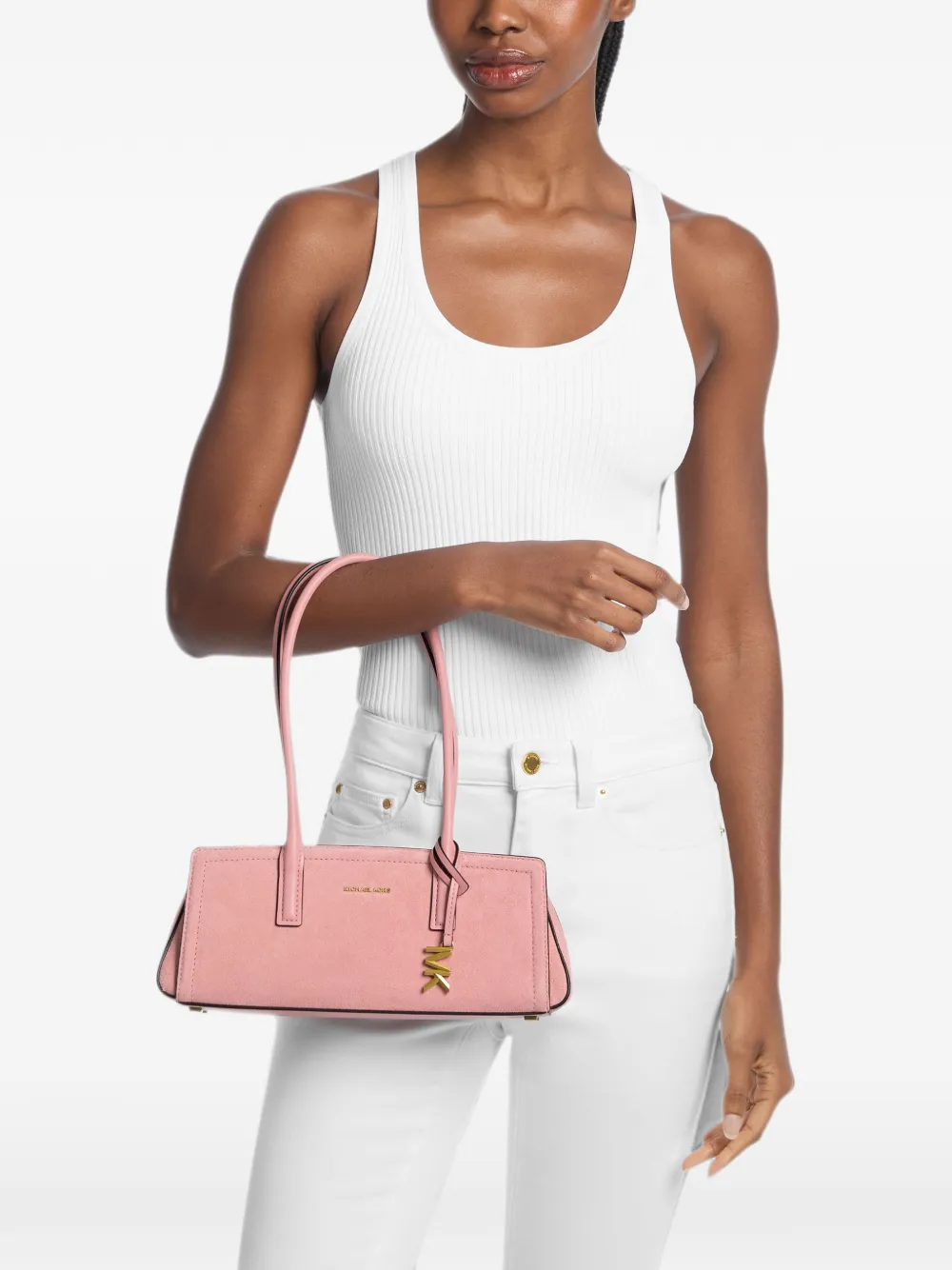 Michael Kors Kleine Laila suède schoudertas Roze
