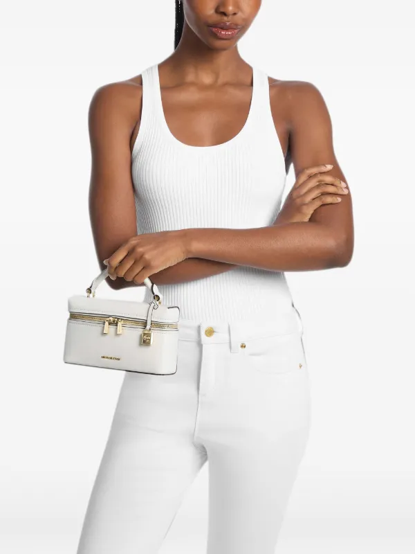 Michael Kors Mini Jana Leather Cross Body Bag | White | FARFETCH OM
