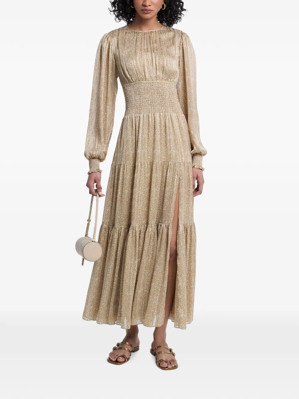 Michael Kors smocked tiered midi dress - Oro