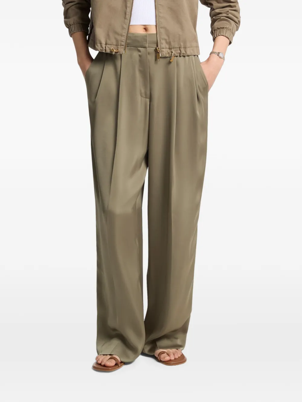 Michael Kors satin wide-leg trousers - Nude