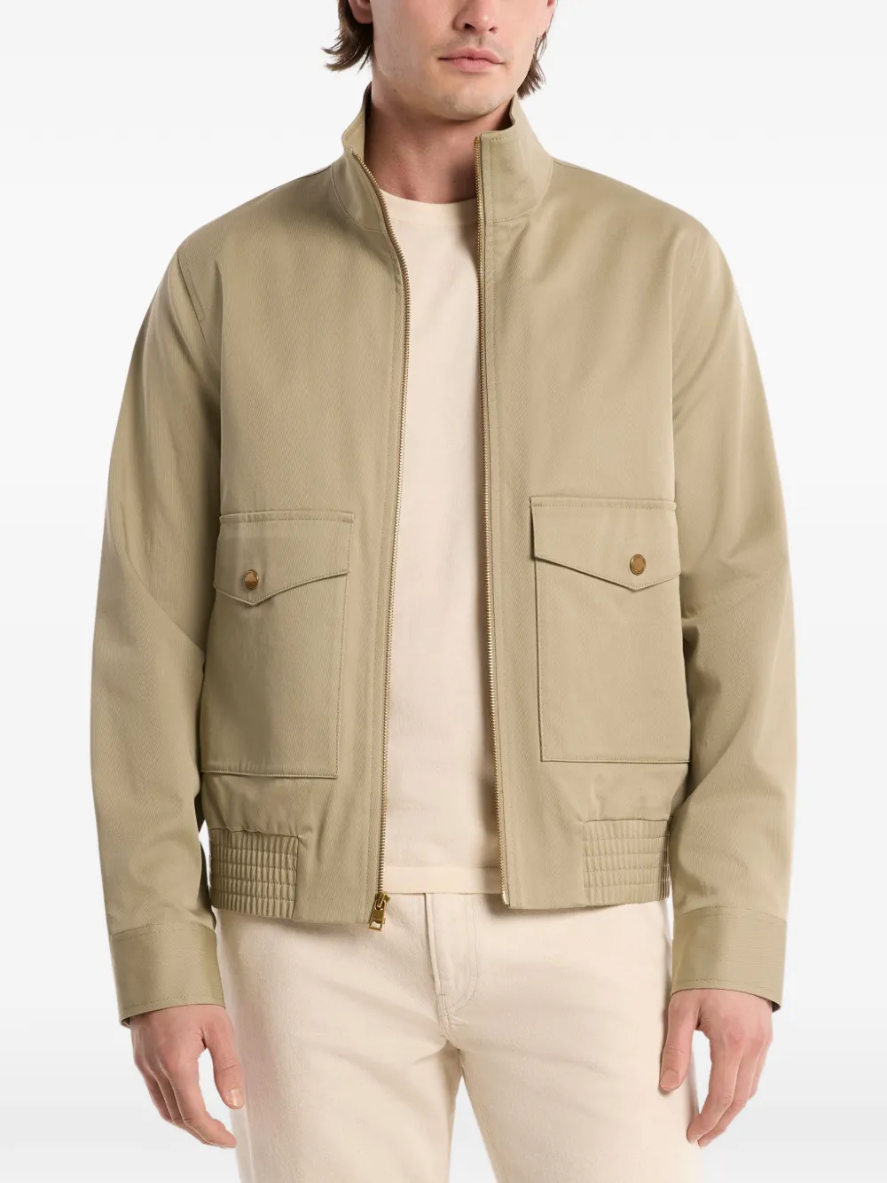 Michael Kors Harrington stretch-cotton bomber jacket - Nude