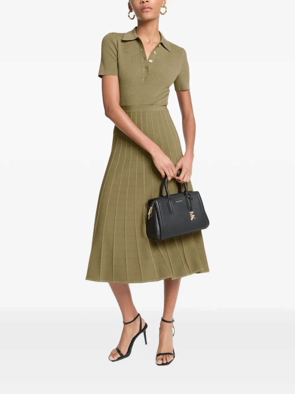 Michael Kors ribbed-knit polo midi dress - Grün