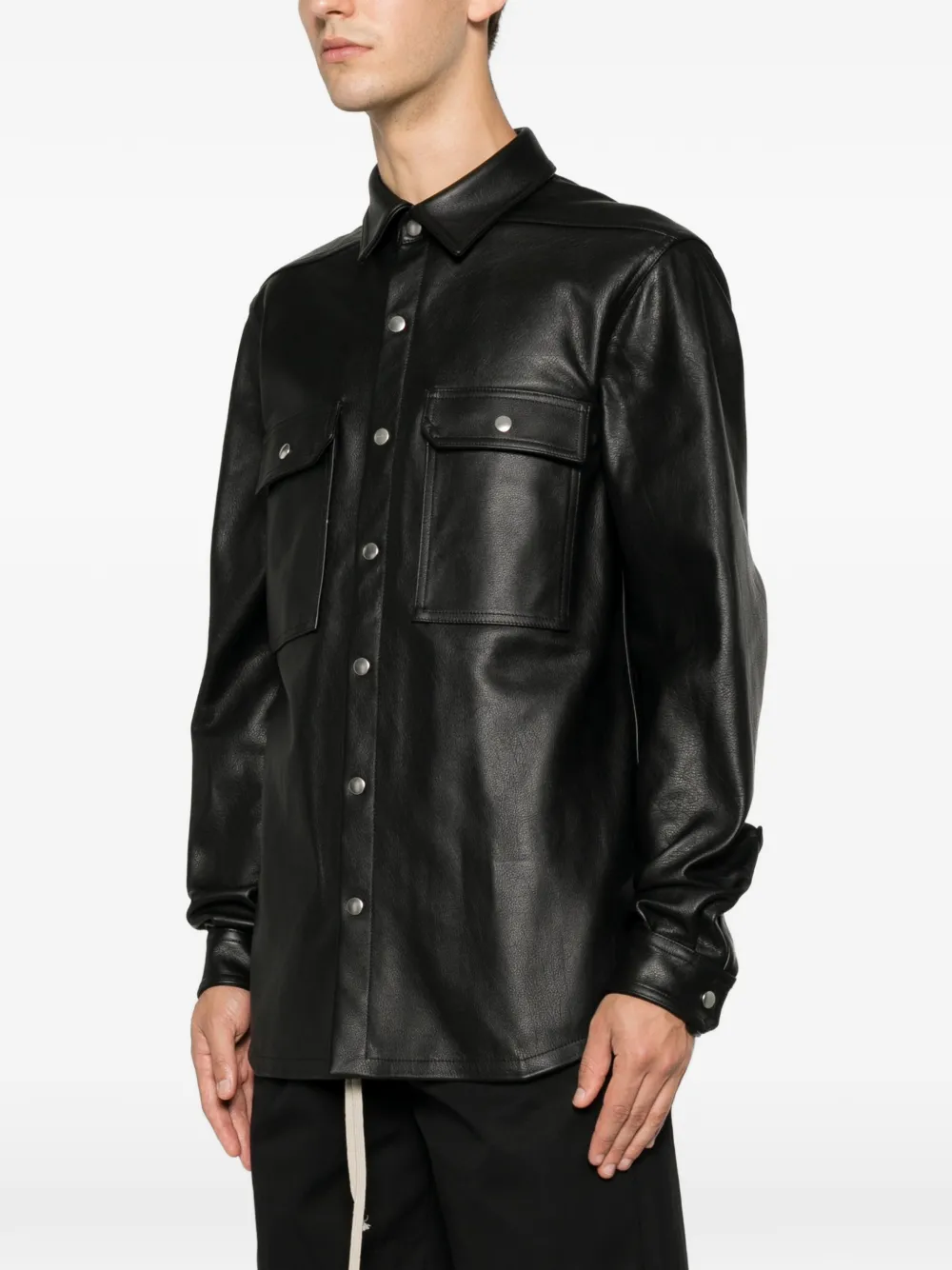 Rick Owens Leren jack met drukknoop Zwart