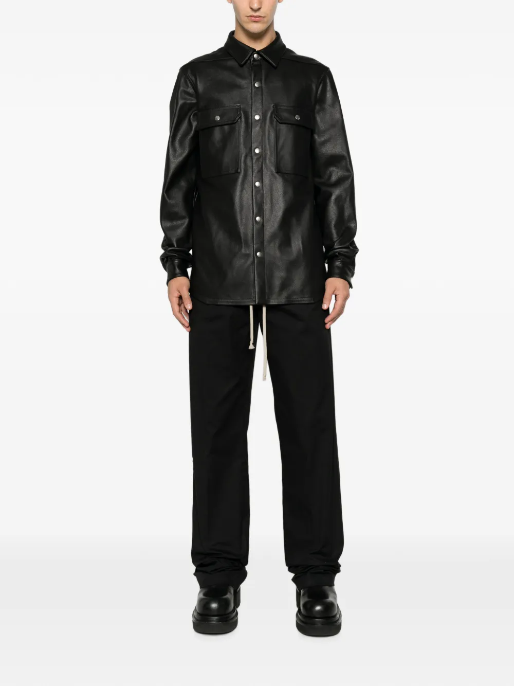 Rick Owens Leren jack met drukknoop Zwart