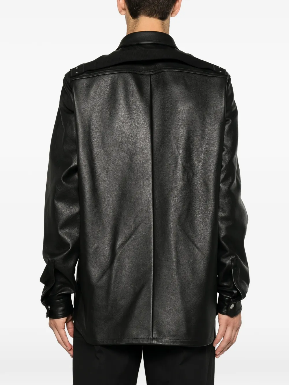 Rick Owens Leren jack met drukknoop Zwart