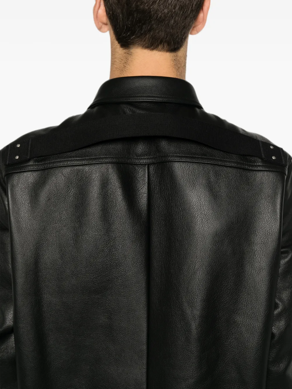 Rick Owens Leren jack met drukknoop Zwart