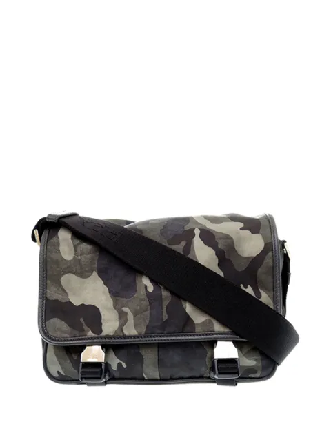 Prada Pre-Owned 2013-2026 Saffiano Trimmed Tessuto Camouflage Double Buckle Messenger Bag crossbody bag