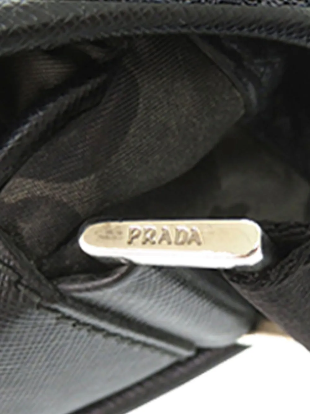  Prada Pre-owned Borsa A Tracolla In Tessuto Con Finiture In Pelle Saffiano, Zip E Doppia Fibbia 2013-2026 - Marrone 
