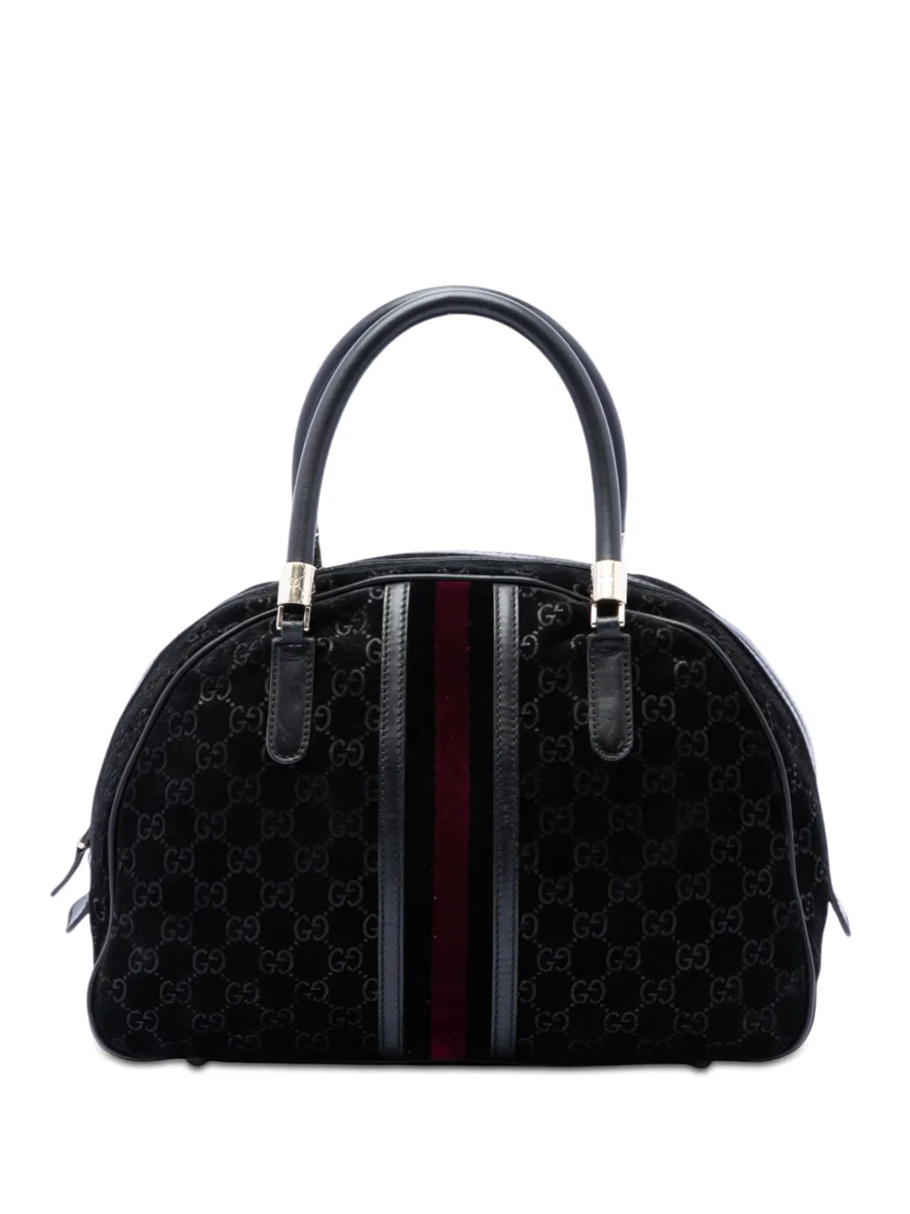 Gucci Pre-Owned Borsa a mano GG Web Dome in pelle scamosciata 2000-2015 - Nero