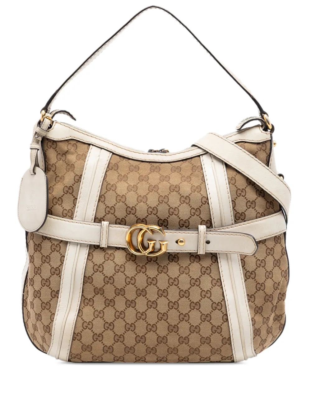 Gucci Pre-Owned 2016-2026 mittelgroße Lauf-Satchel-Tasche aus GG Canvas - Nude