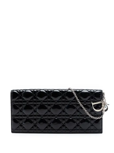 Christian Dior Pre-Owned شنطة كروس 'كاناج ليدي ديور' لامعة بتصميم كلاتش وسلسلة 2010-2026