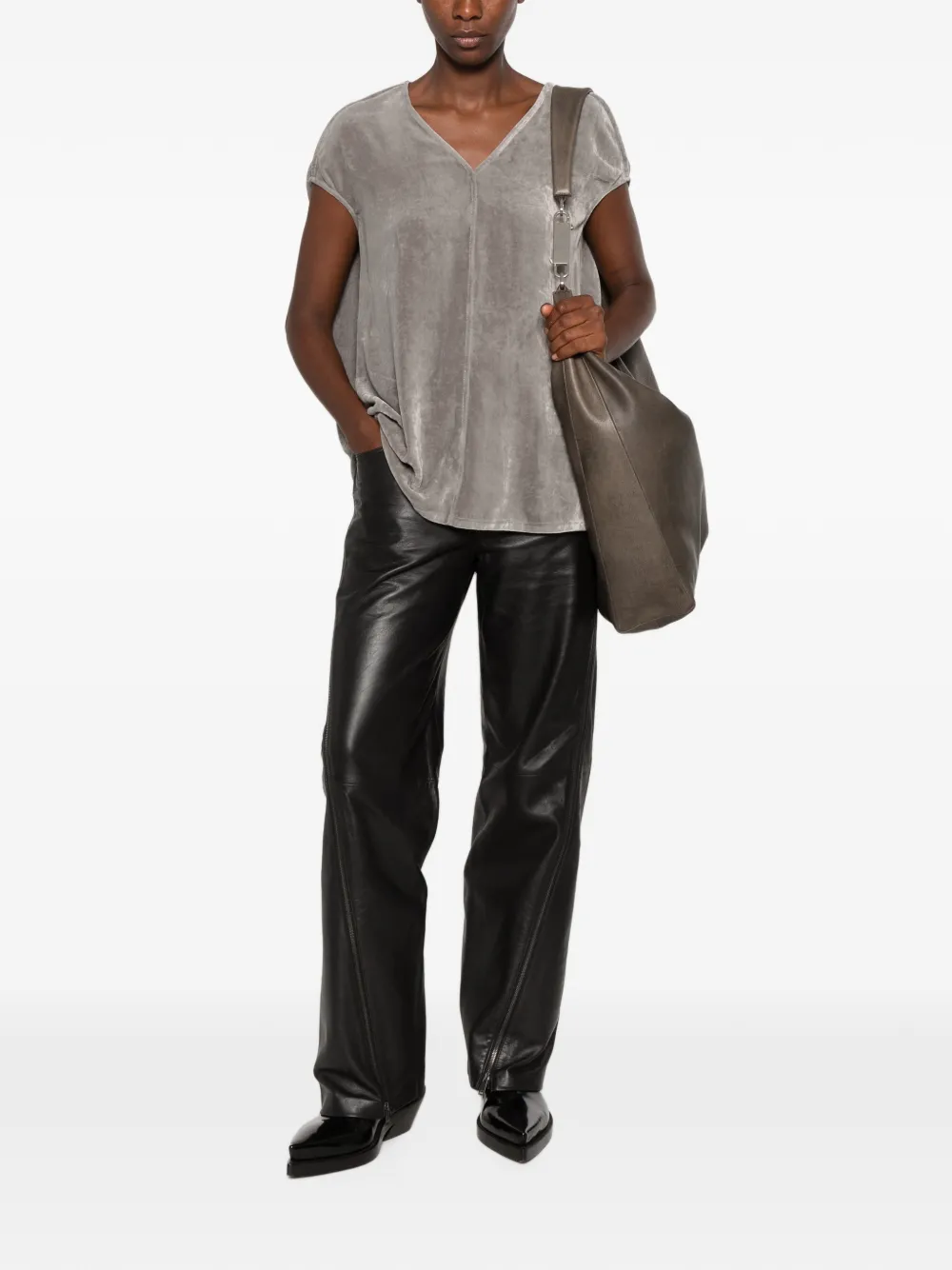 Rick Owens shirt met V-hals Grijs