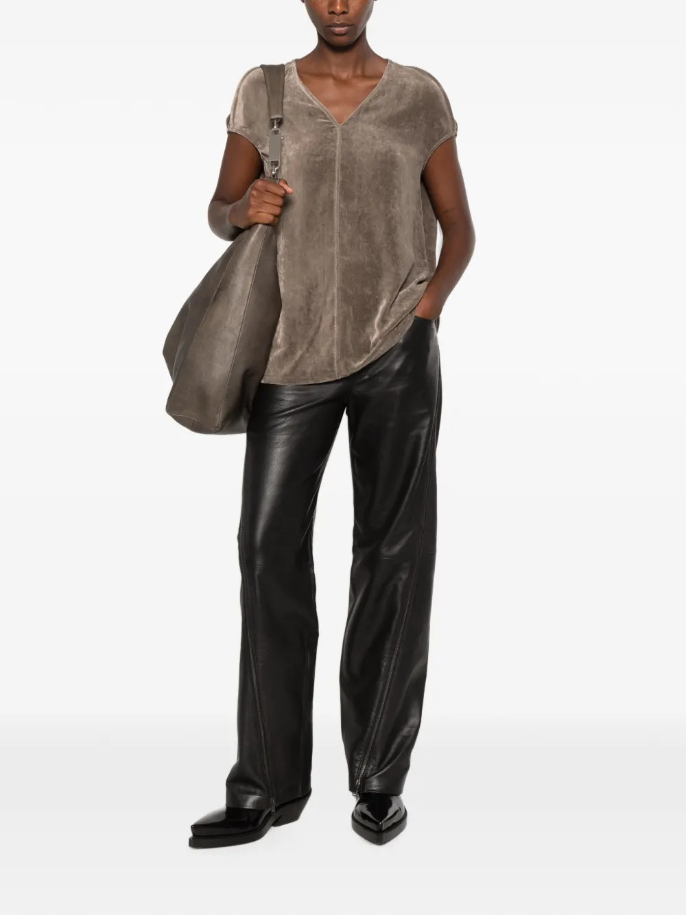 Rick Owens shirt met V-hals Beige