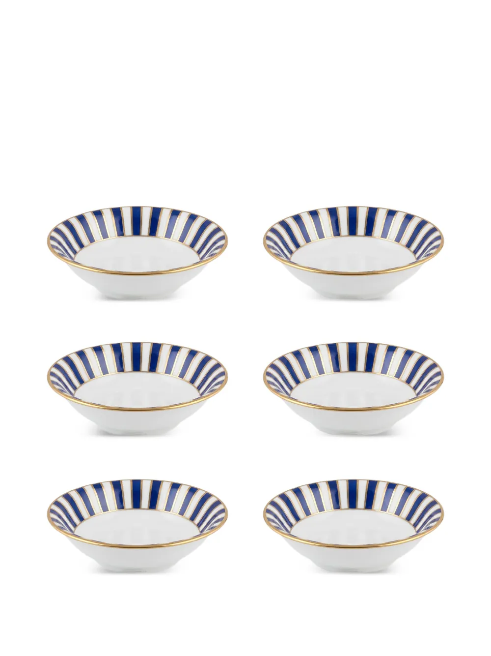 GINORI 1735 Impero Amadeus striped bowls (set of six) - Bianco
