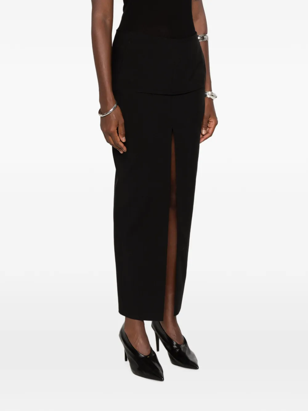 Rick Owens Sliced Skirt in Black, view 3