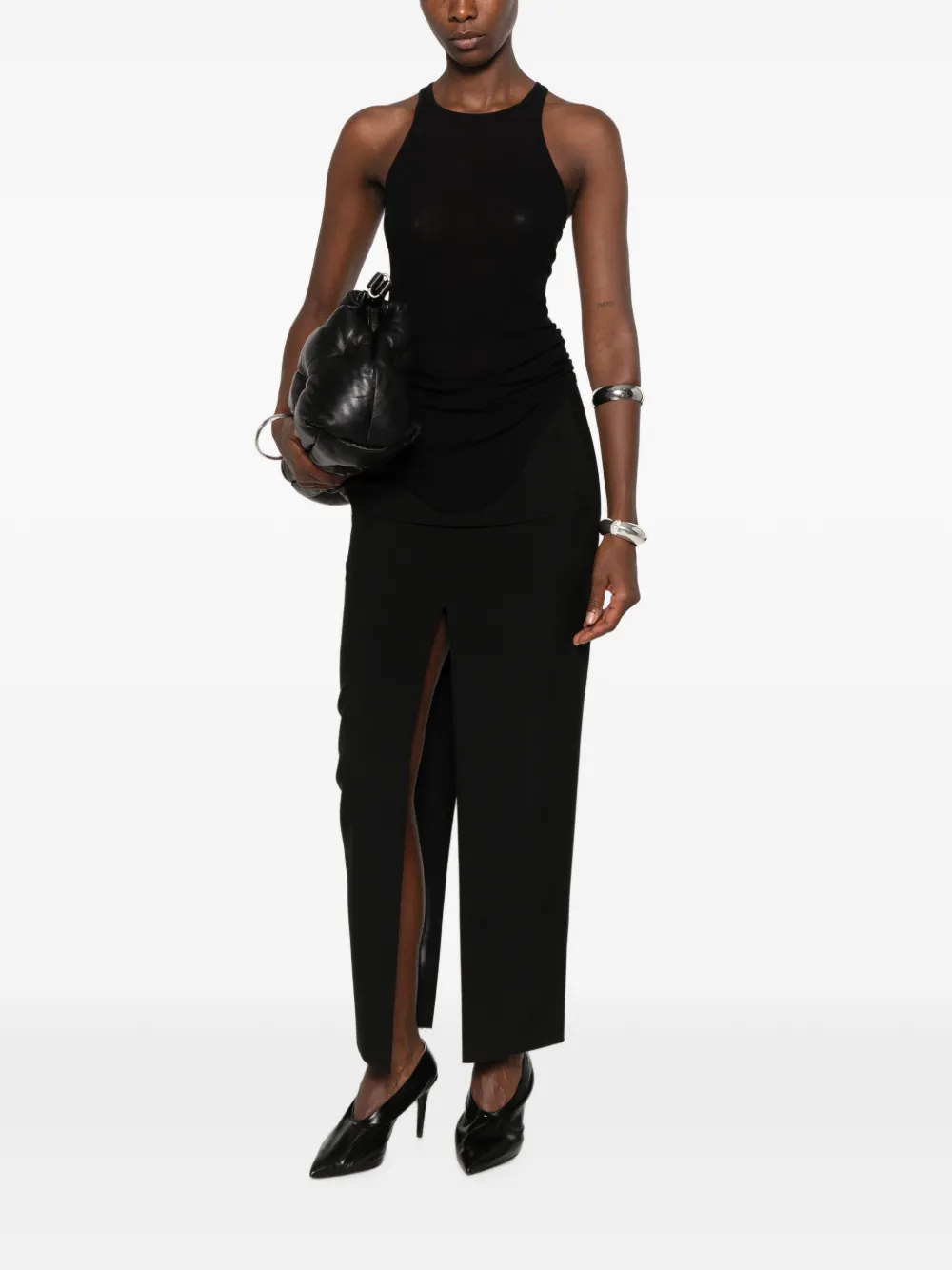 Rick Owens Sliced Skirt in Black, view 2