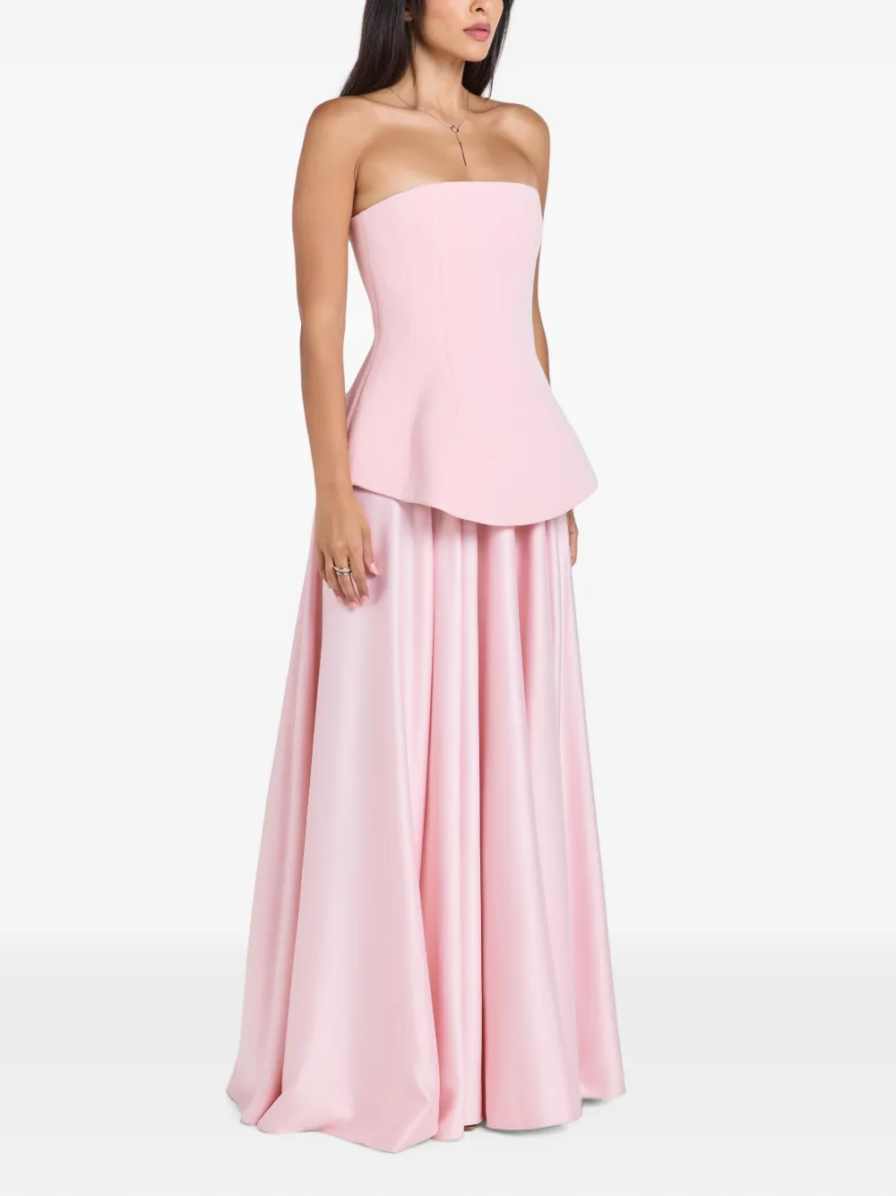 Solace London The Oriana strapless peplum-waist maxi dress