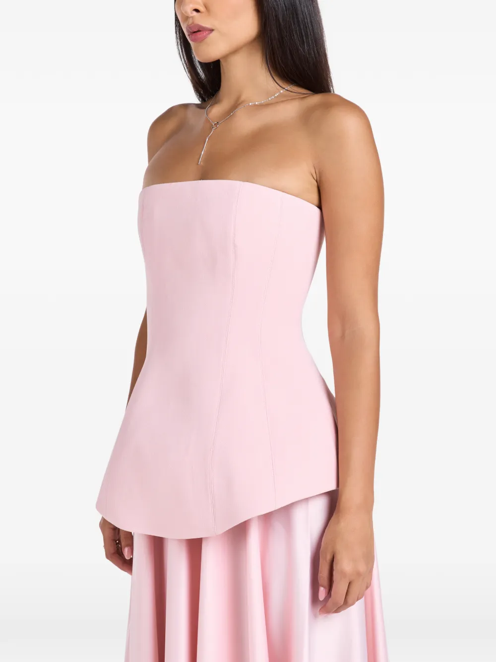 Solace London The Oriana strapless peplum-waist maxi dress Roze