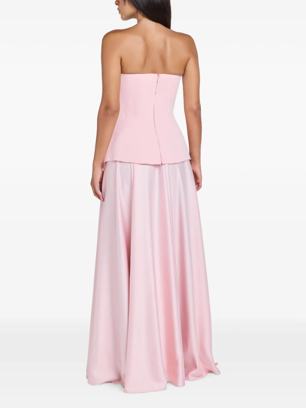 Solace London The Oriana strapless peplum-waist maxi dress Roze