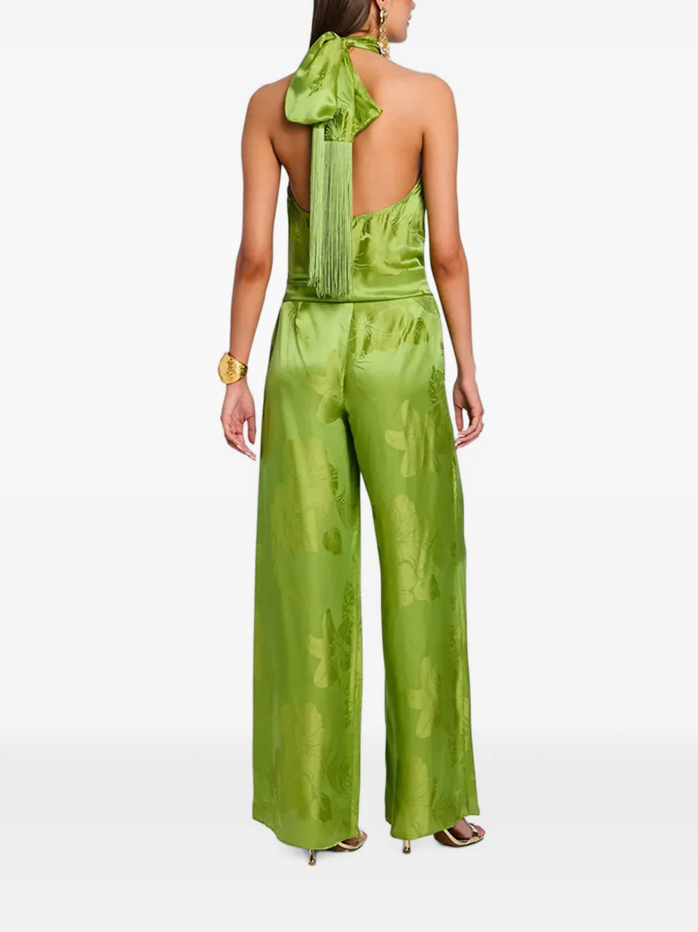 Retrofete Martana top met jacquard Groen