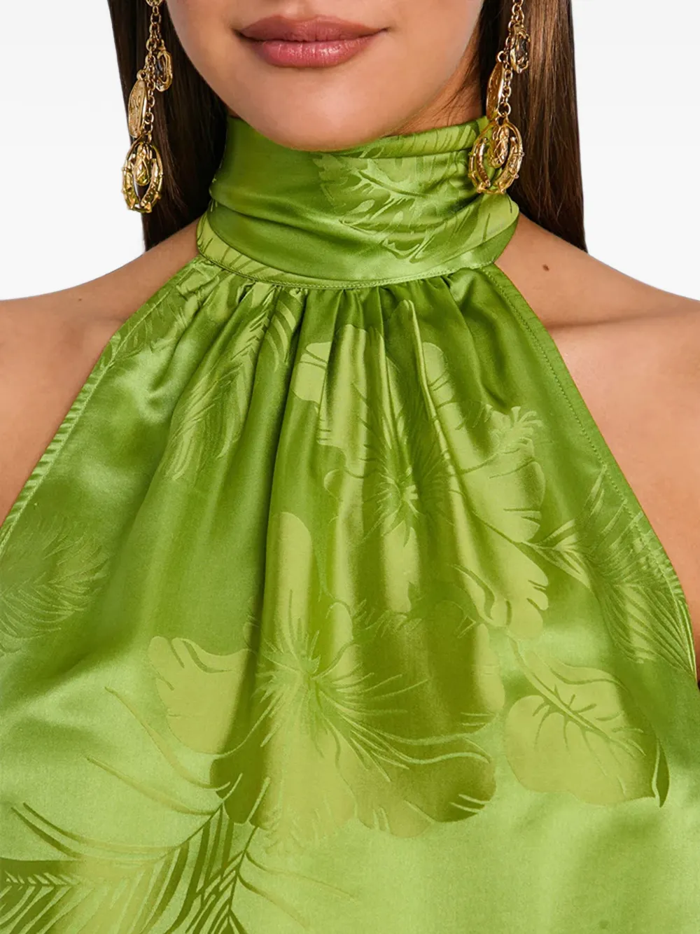 Retrofete Martana top met jacquard Groen