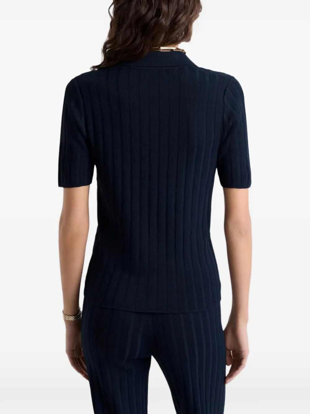 Sporty & Rich Ribgebreide broek met geborduurd logo Blauw