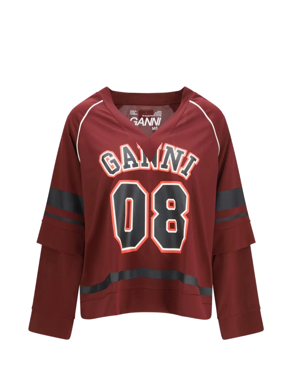 GANNI Cycora double-layered T-shirt - Rosso