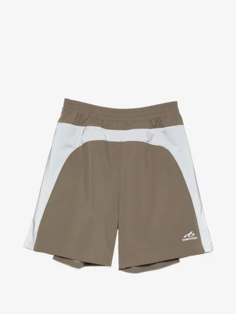 Balenciaga reflective-panel logo-print shorts