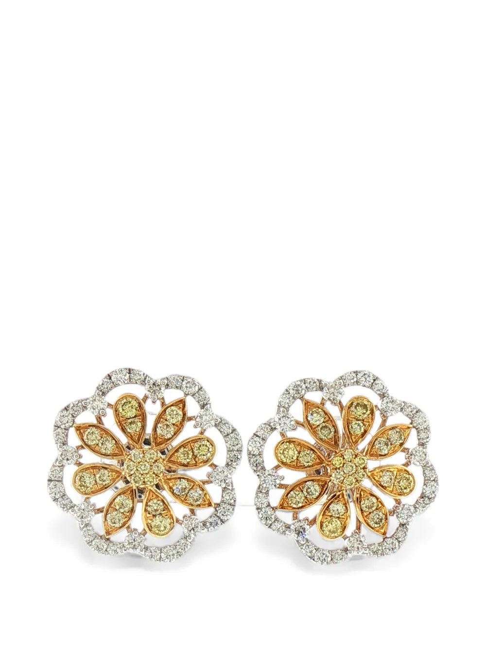 HYT Jewelry yellow and white diamond floral earrings - Oro