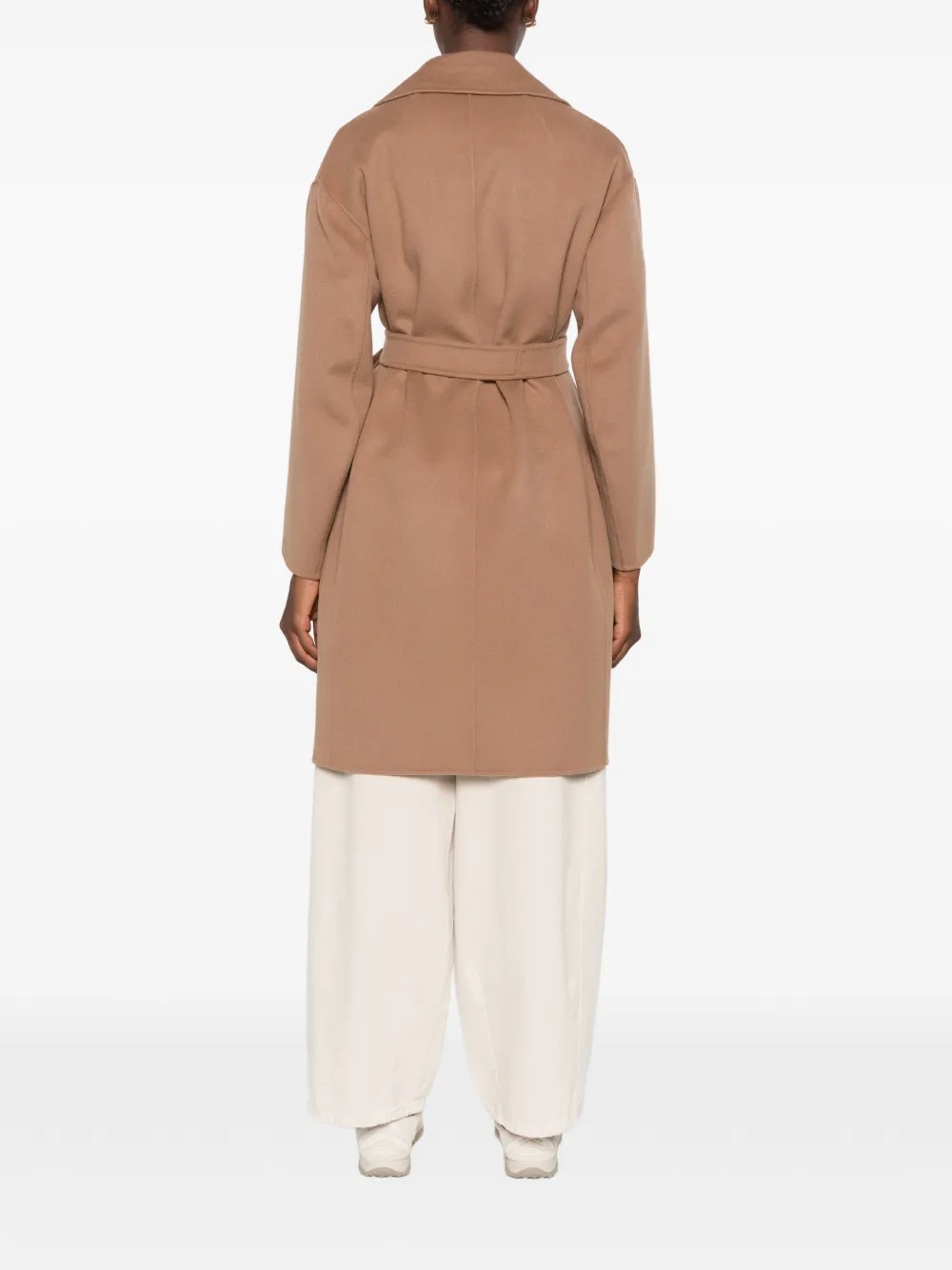 'S Max Mara Velo jas met gekerfde revers en ceintuur Beige