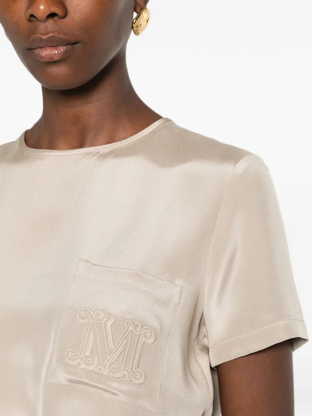 Max Mara Pagano T-shirt met geborduurd logo Groen