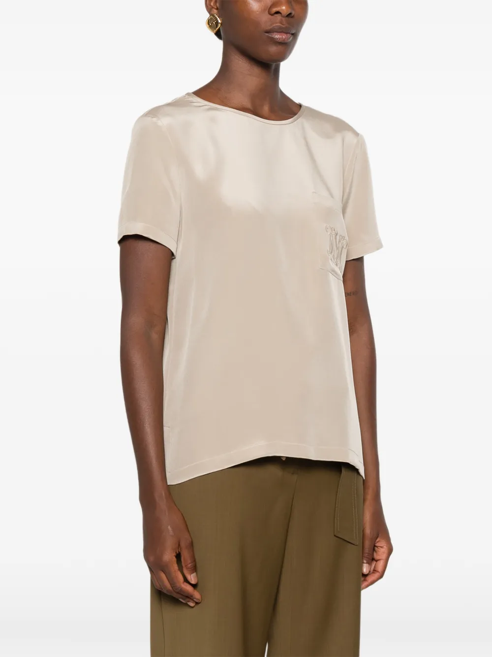 Max Mara Pagano T-shirt met geborduurd logo Groen