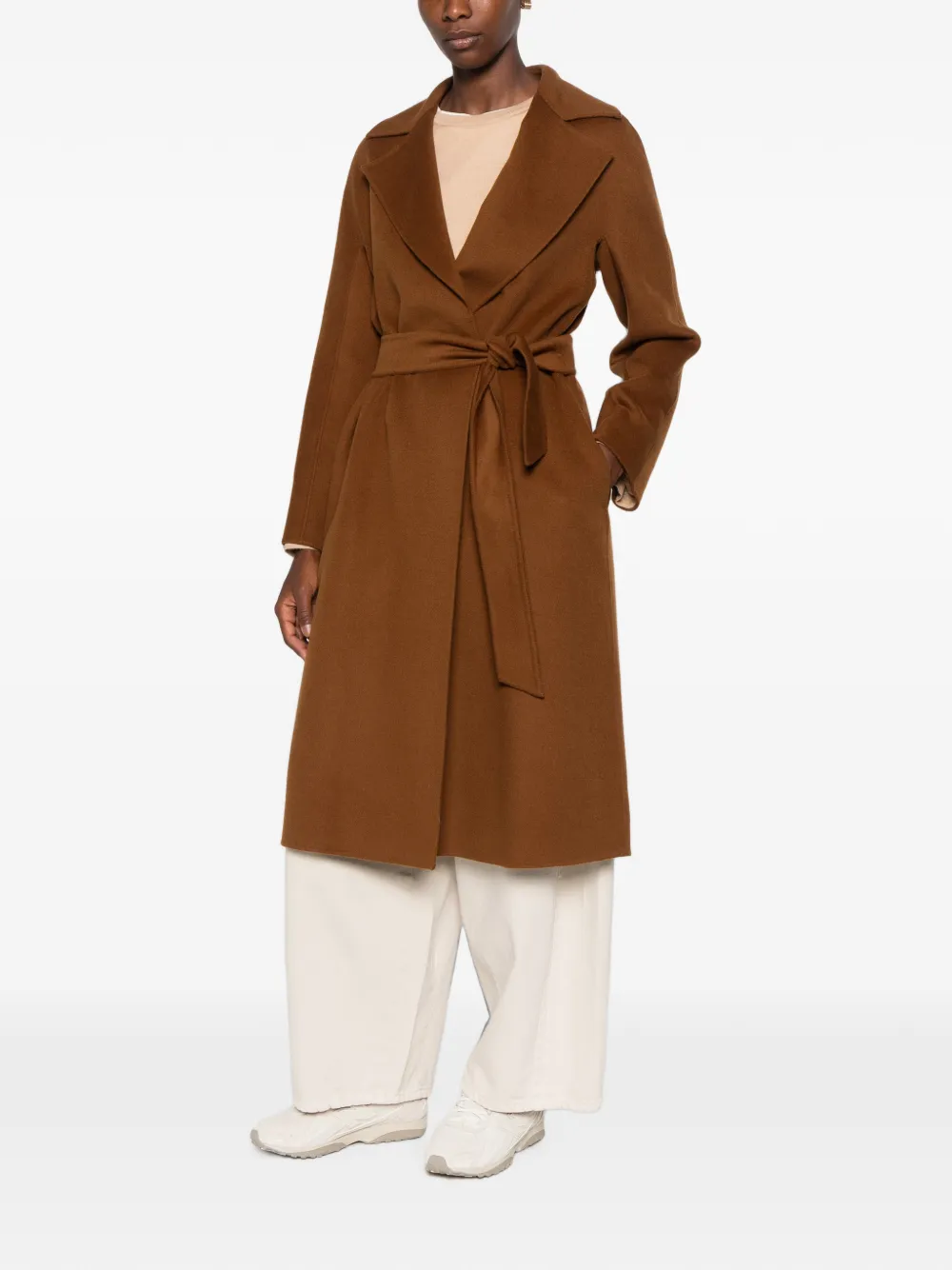 Max Mara Jas met gekerfde revers en ceintuur Bruin