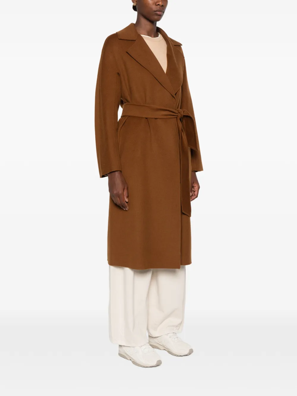 Max Mara Jas met gekerfde revers en ceintuur Bruin