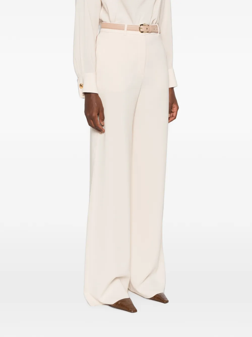 Max Mara Broek met wijde pijpen Beige