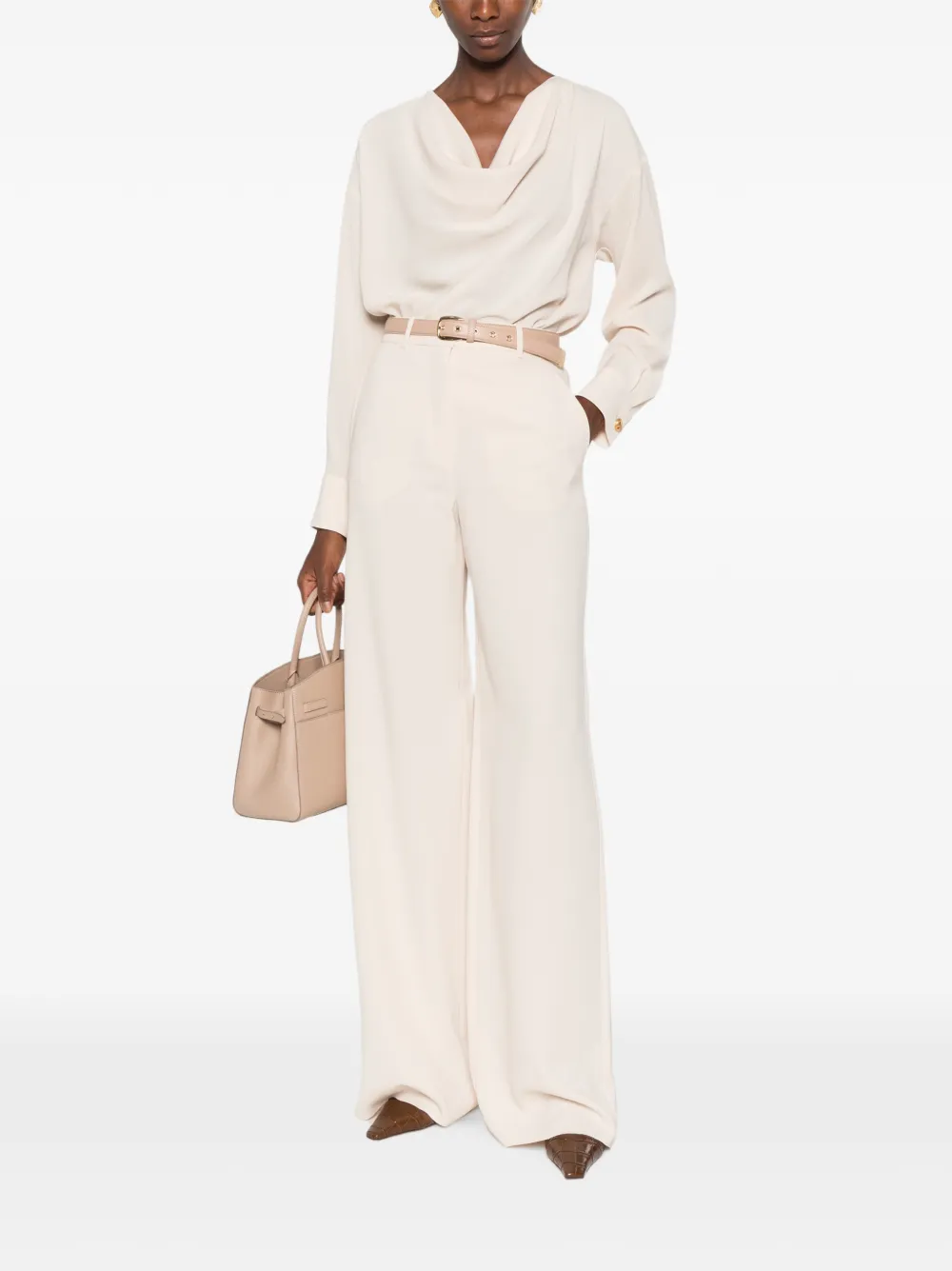 Max Mara Broek met wijde pijpen Beige