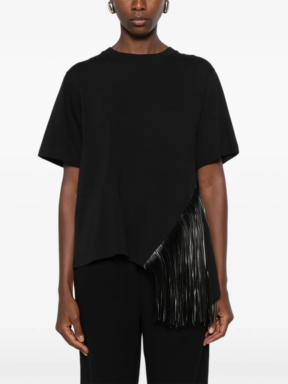 Max Mara T-shirt met franje Zwart