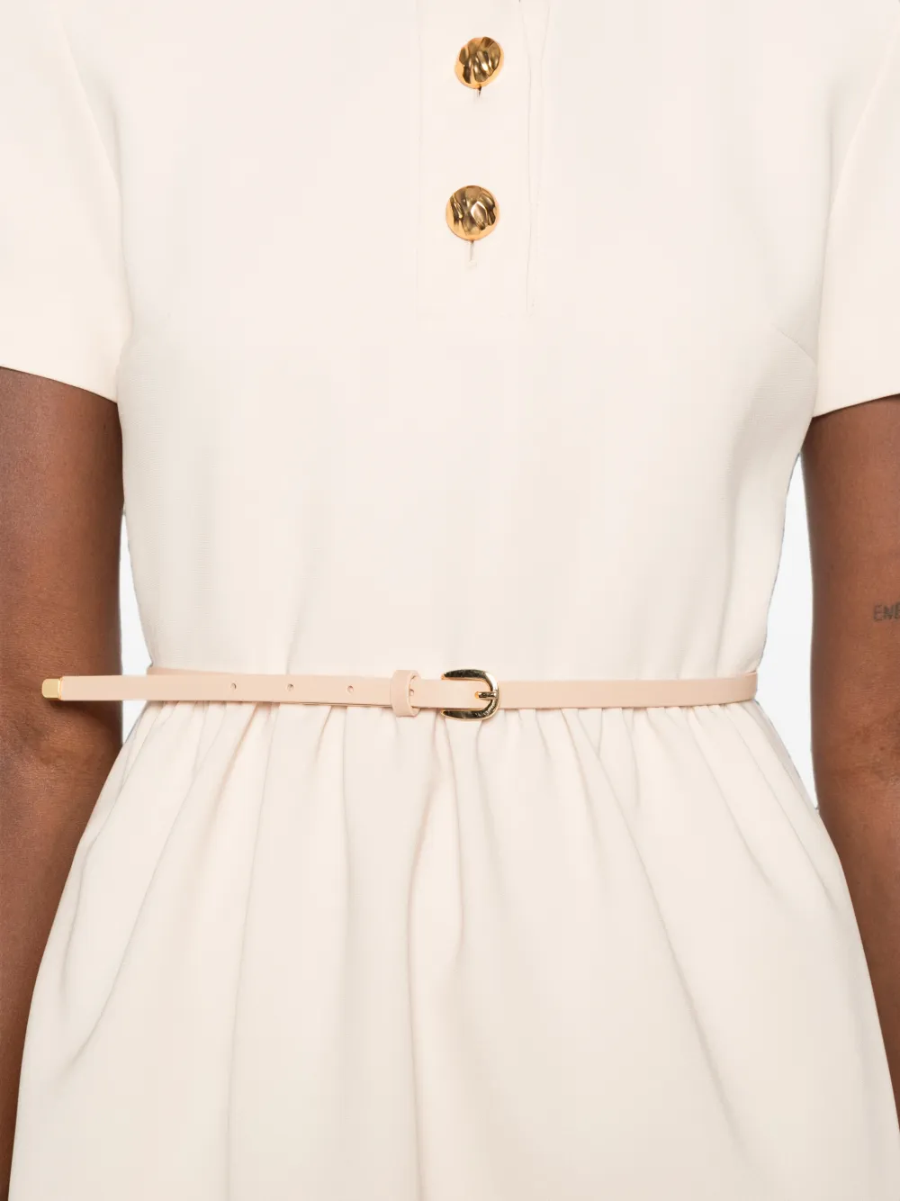 Max Mara Mini-jurk met knopen en ceintuur Beige