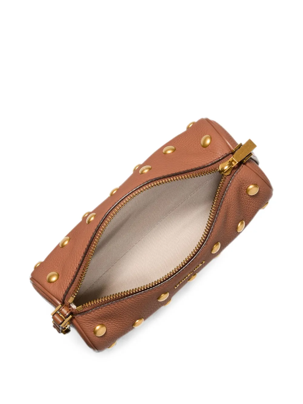 Michael Kors Izzy leren mini-schoudertas verfraaid met studs Bruin