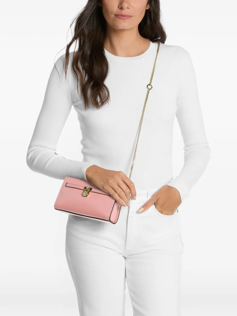 Michael Kors Extra kleine Hamilton Moderne crossbodytas met hangslot Roze