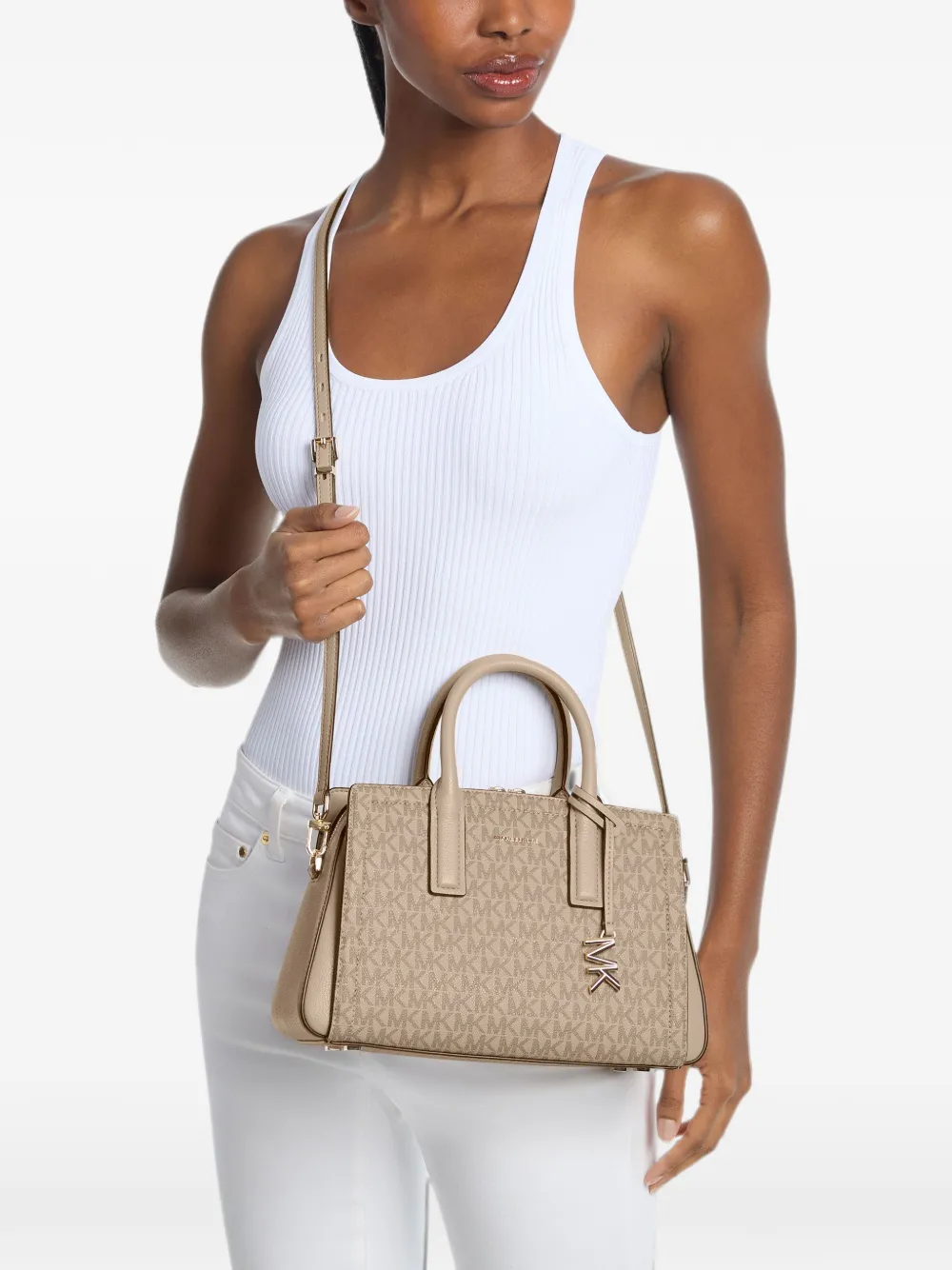 Michael Kors Kleine Laila shopper met logoprint Beige