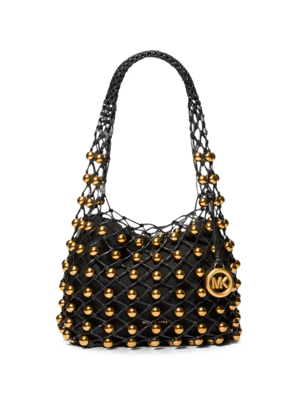 Michael Kors small Gwen bead-embellished woven shoulder bag - Nero