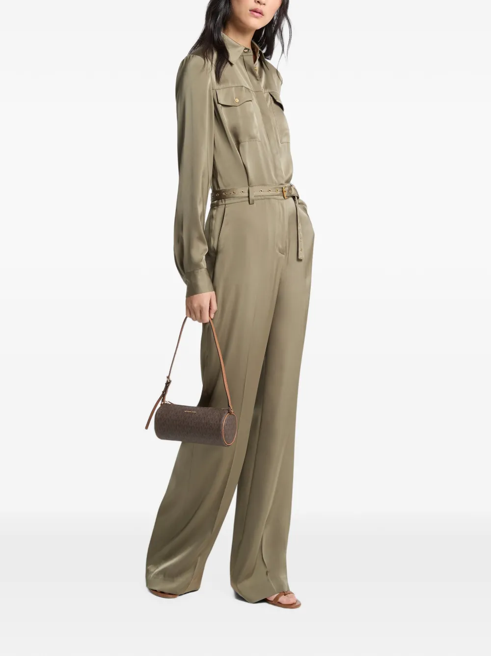 Michael Kors satin belted jumpsuit - Verde