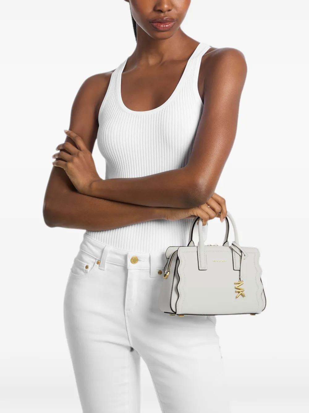 Michael Kors Extra kleine Laila leren shopper Wit