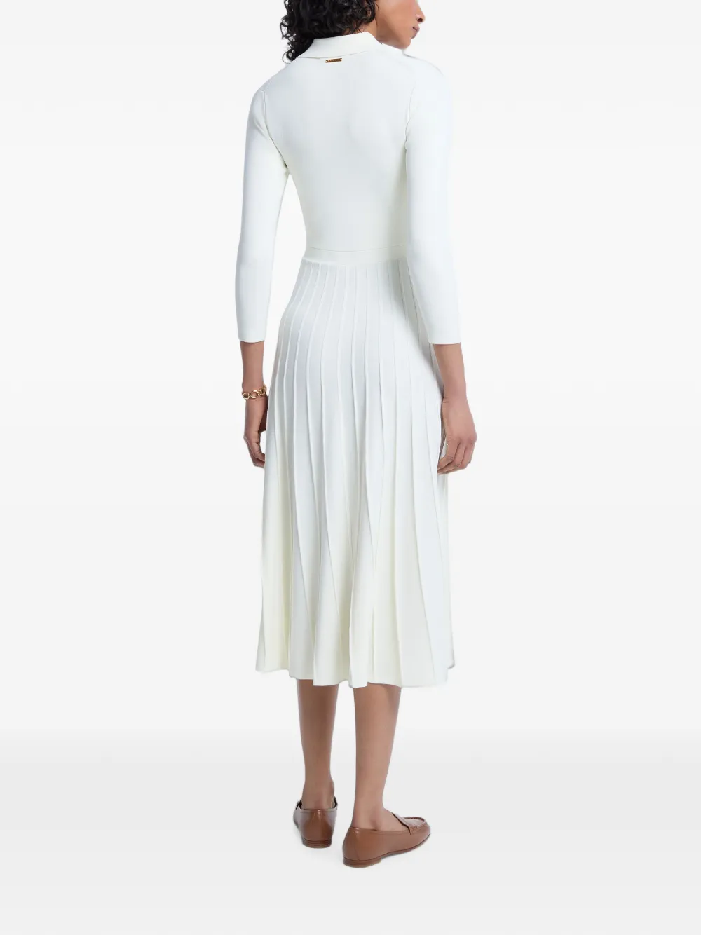 Michael Kors Geplooide midi-jurk met polokraag Wit